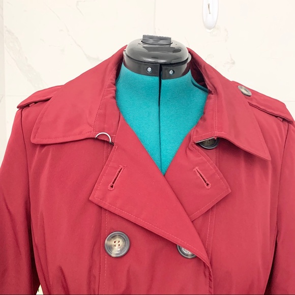 Calvin Klein Trench Coat Red Zip Out Lining XL - Picture 2 of 16